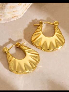 Radiant Gold plated haped Hoop Earrings -